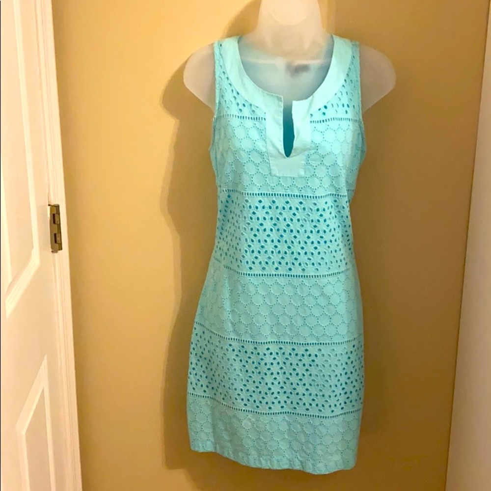 Banana Republic Mint Eyelet Sleeveless Mini Dress